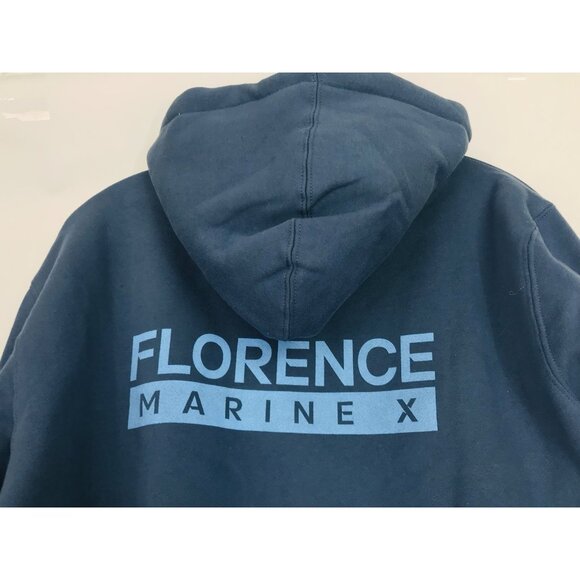 Florence Marine X Sweatshirt Mens Size Large L Blue Surfer Hoodie Fleece Pocket - Picture 2 of 8